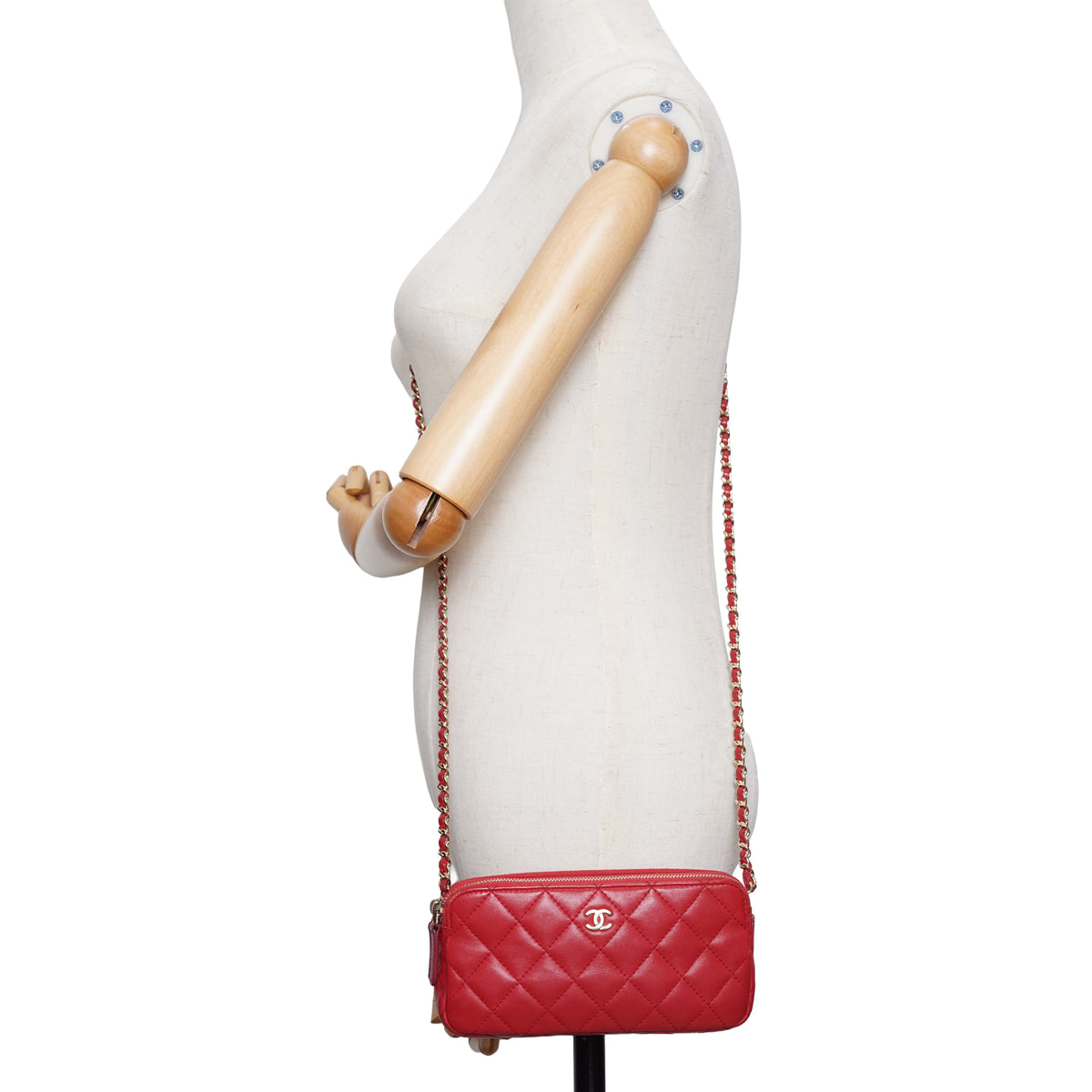 CC Lambskin Double Zip Crossbody Wallet-on-Chain