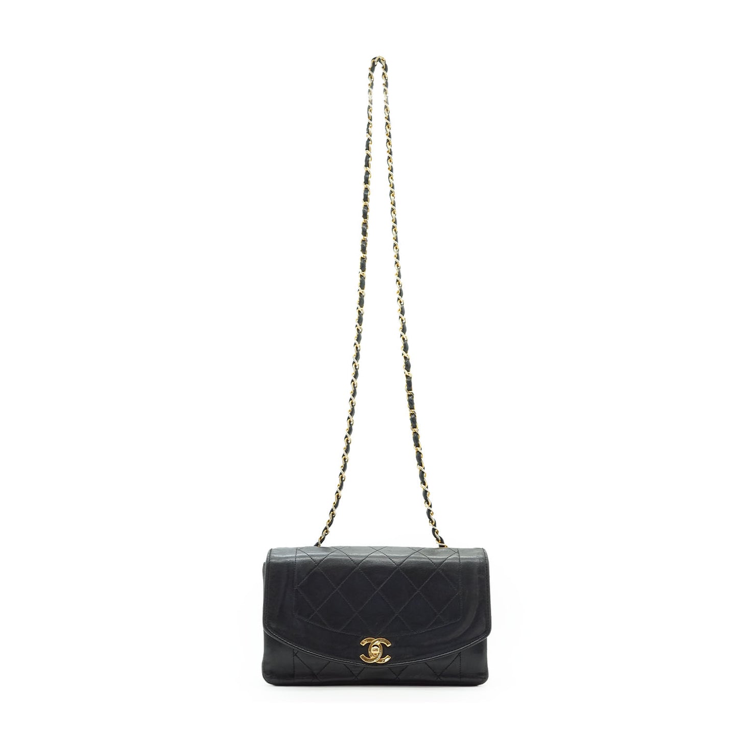 Vintage Lambskin Matelasse Diana 22 Flap Chain Shoulder Bag