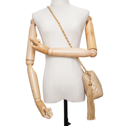 CC Lambskin Matelasse Fringe Chain Shoulder Camera Bag