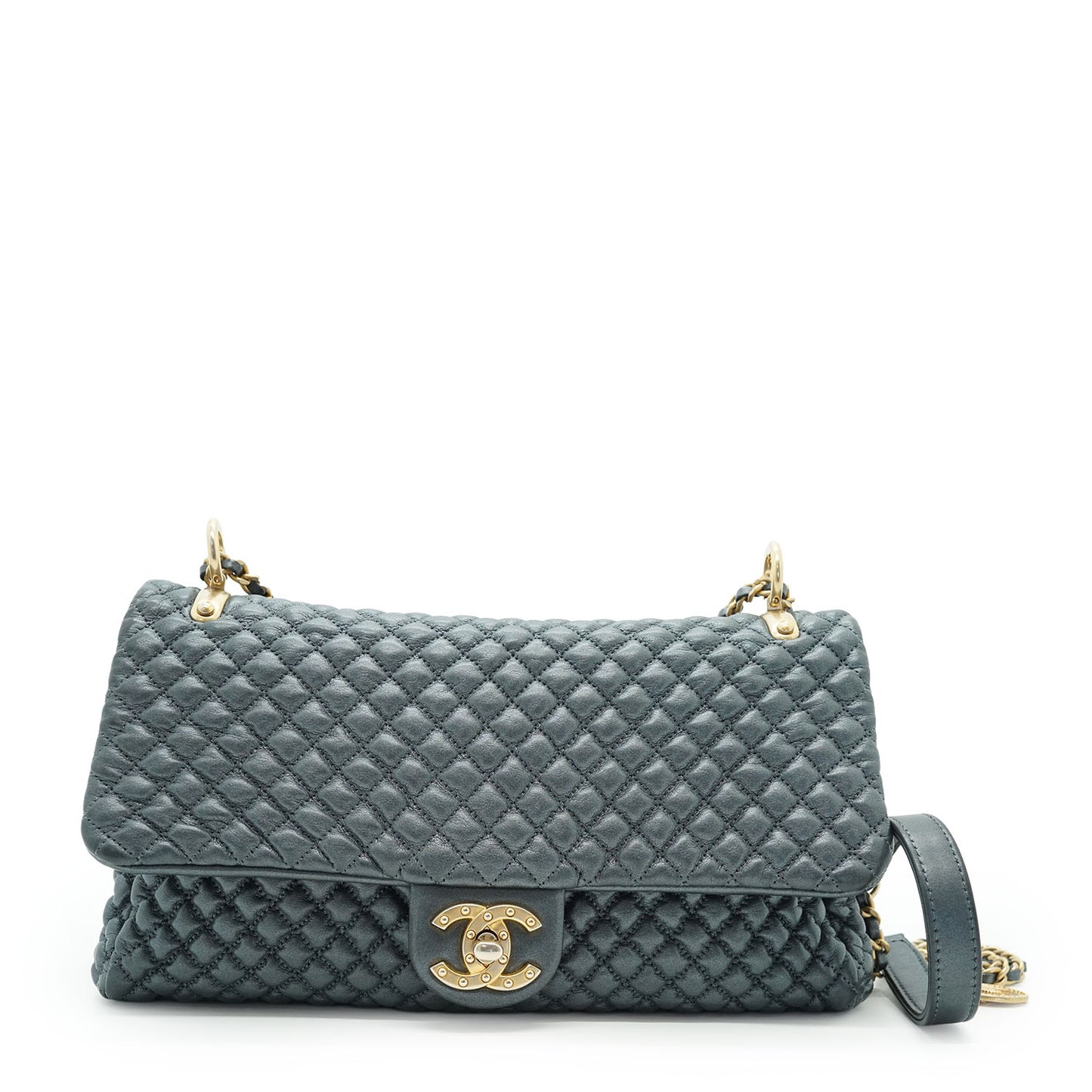 Lambskin Micro-Quilted Medallion Flap Chain Shoulder Bag Medium 25