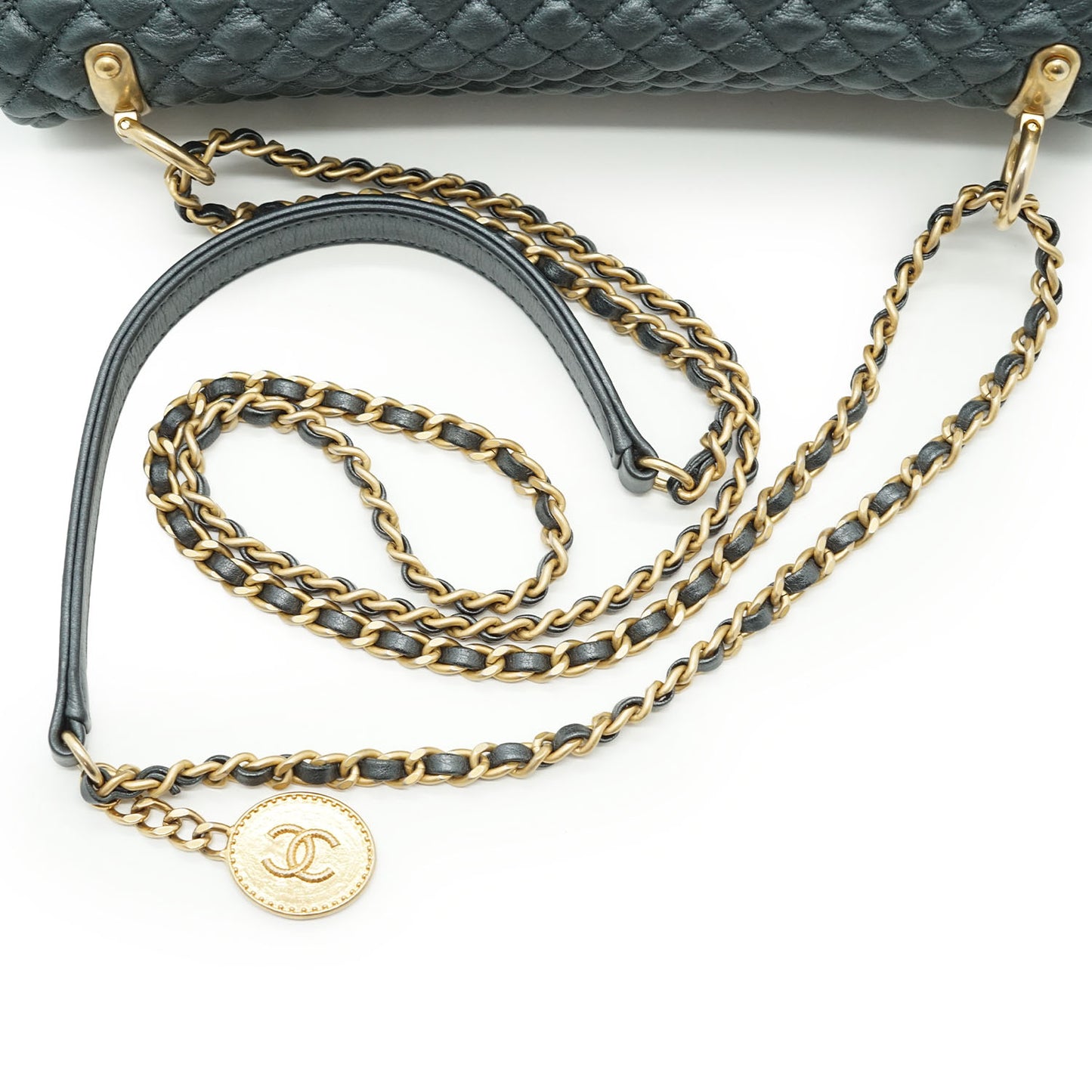 Lambskin Micro-Quilted Medallion Flap Chain Shoulder Bag Medium 25