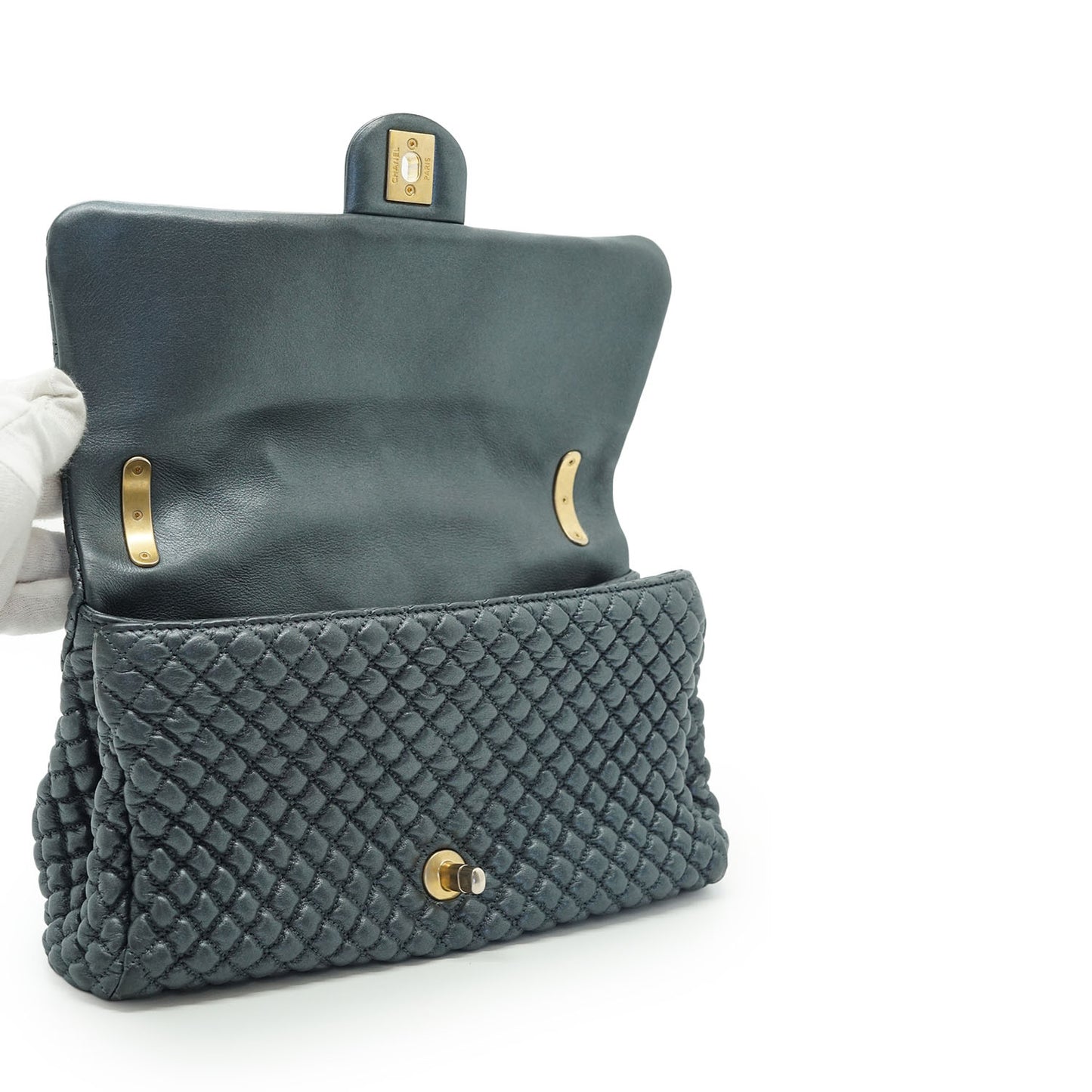 Lambskin Micro-Quilted Medallion Flap Chain Shoulder Bag Medium 25