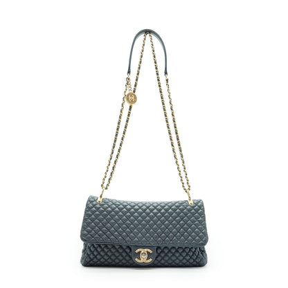 Lambskin Micro-Quilted Medallion Flap Chain Shoulder Bag Medium 25