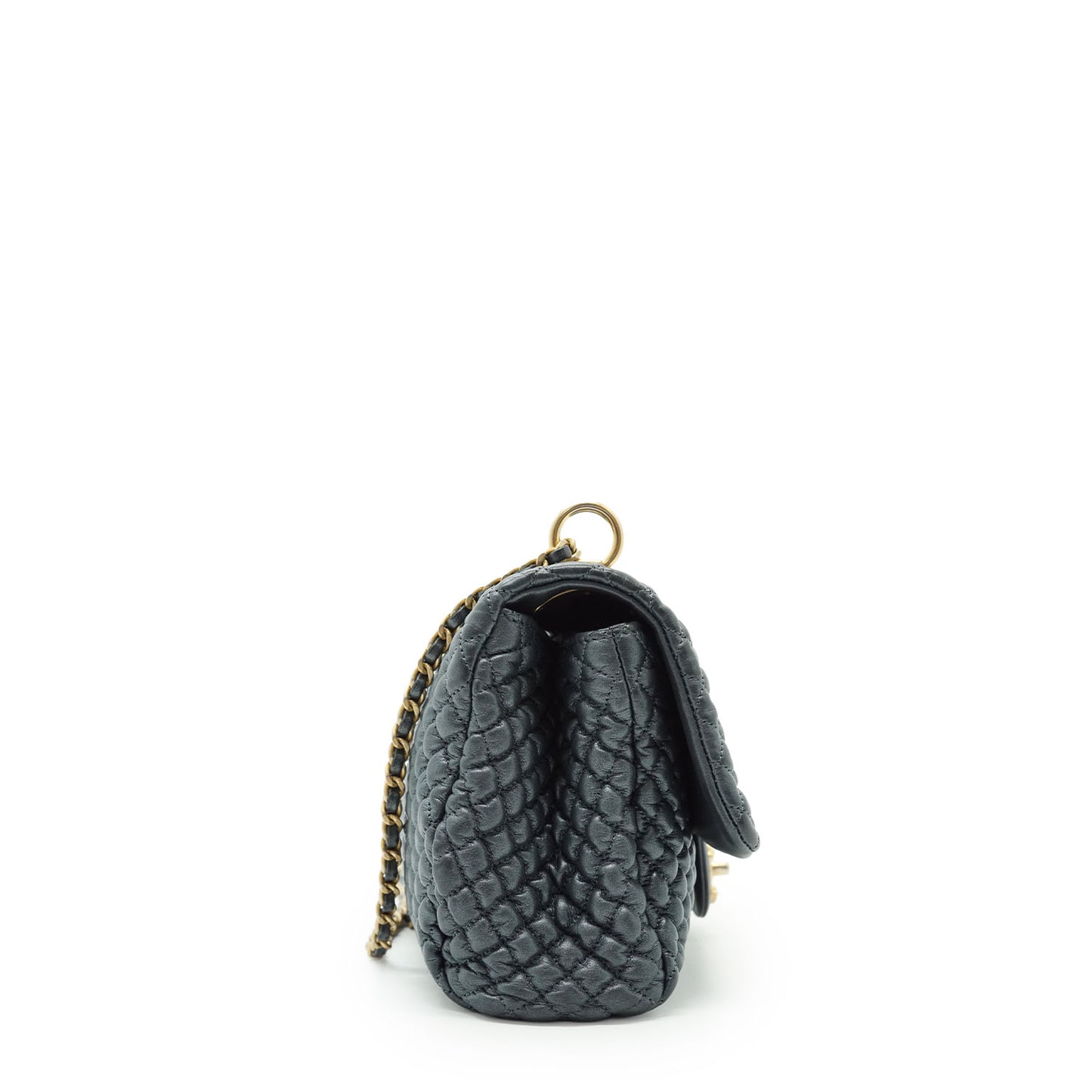 Lambskin Micro-Quilted Medallion Flap Chain Shoulder Bag Medium 25