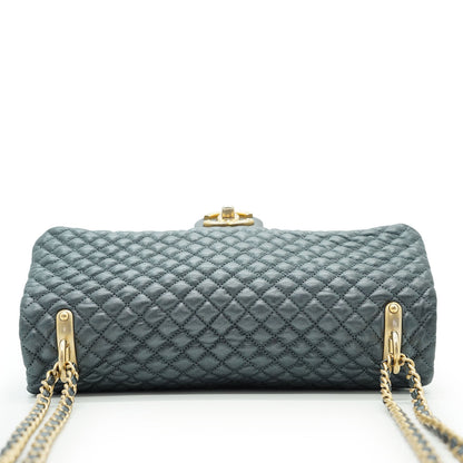 Lambskin Micro-Quilted Medallion Flap Chain Shoulder Bag Medium 25