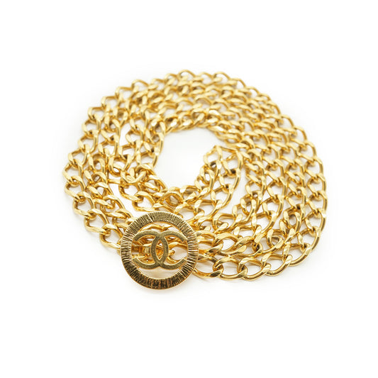 CC Sunburst Medallion Double-Layer Chain Waist Belt
