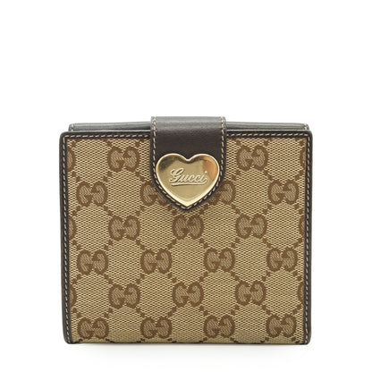 GG Canvas Heart Snap Bifold Compact Wallet