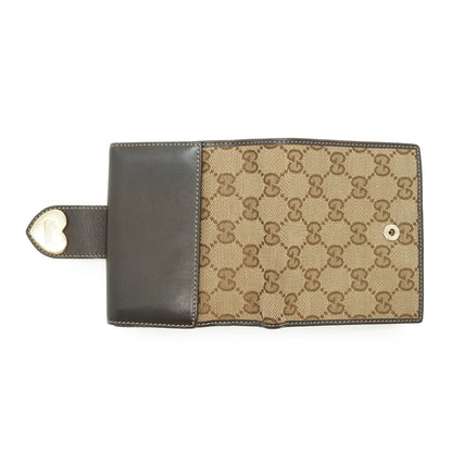 GG Canvas Heart Snap Bifold Compact Wallet