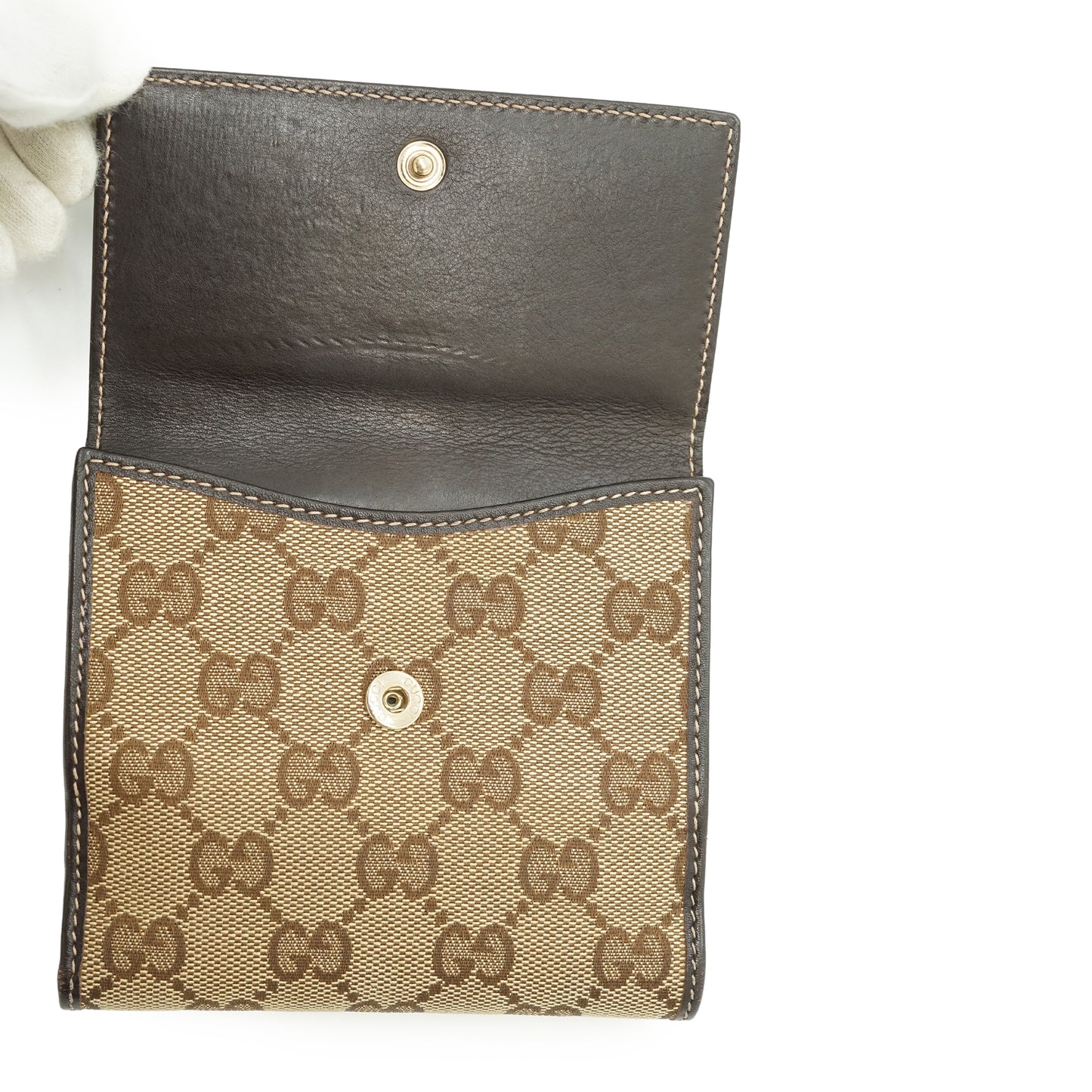 GG Canvas Heart Snap Bifold Compact Wallet