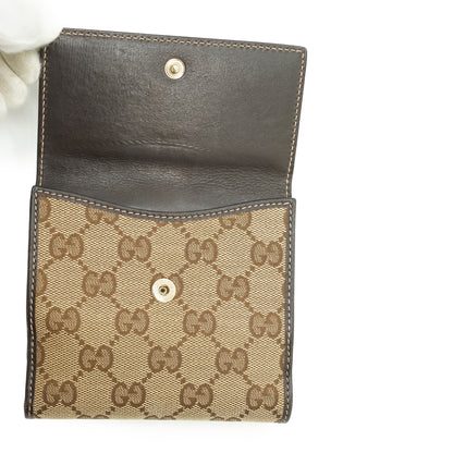 GG Canvas Heart Snap Bifold Compact Wallet