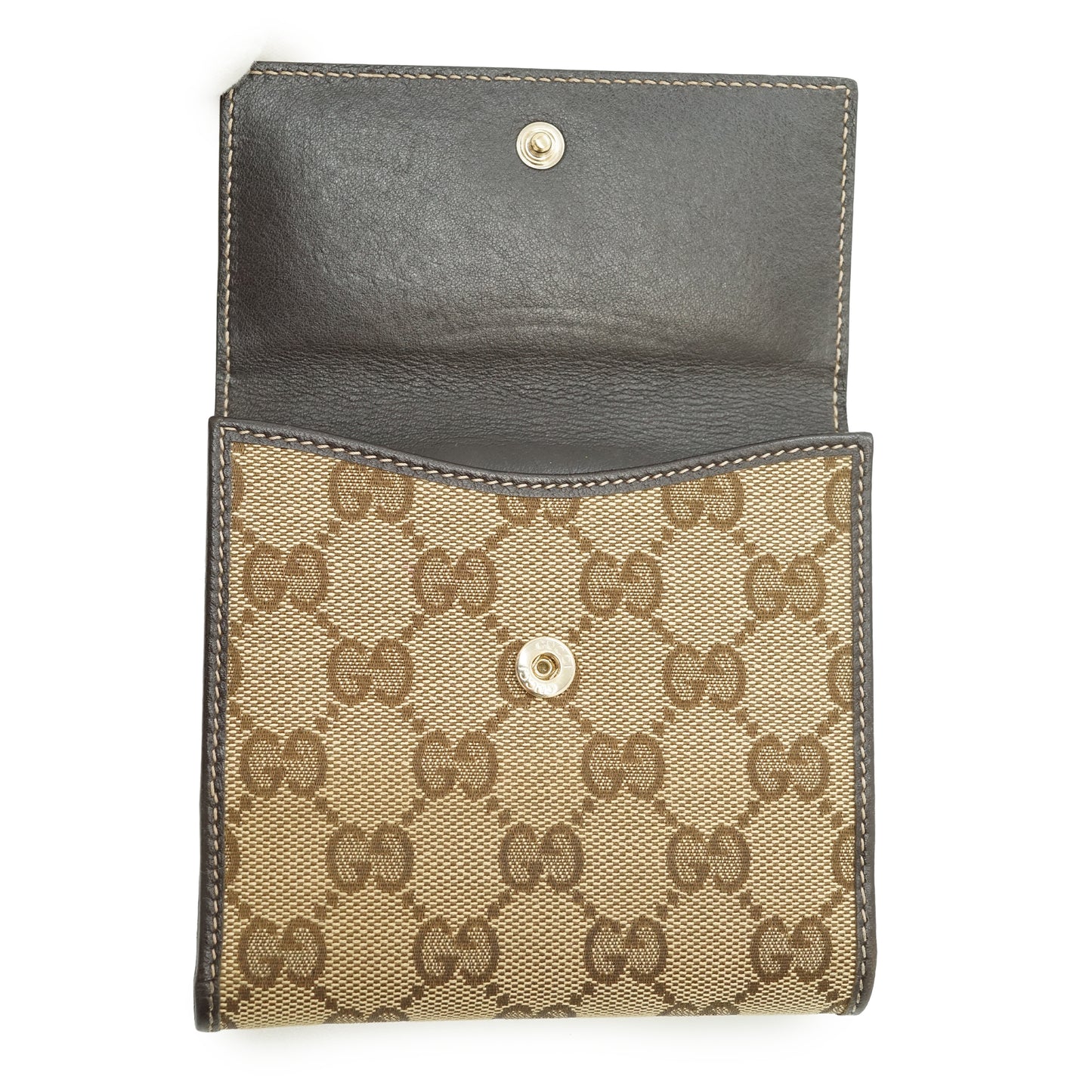 GG Canvas Heart Snap Bifold Compact Wallet