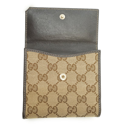 GG Canvas Heart Snap Bifold Compact Wallet