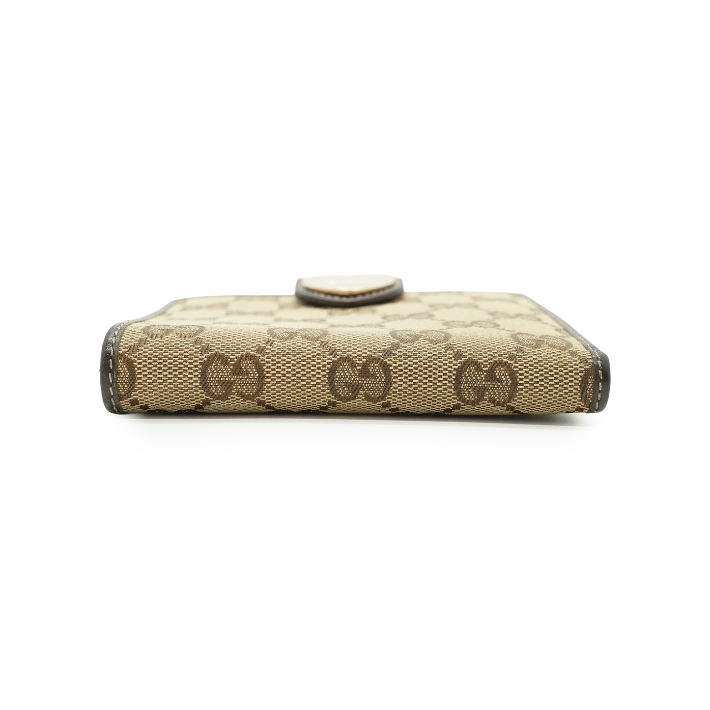 GG Canvas Heart Snap Bifold Compact Wallet