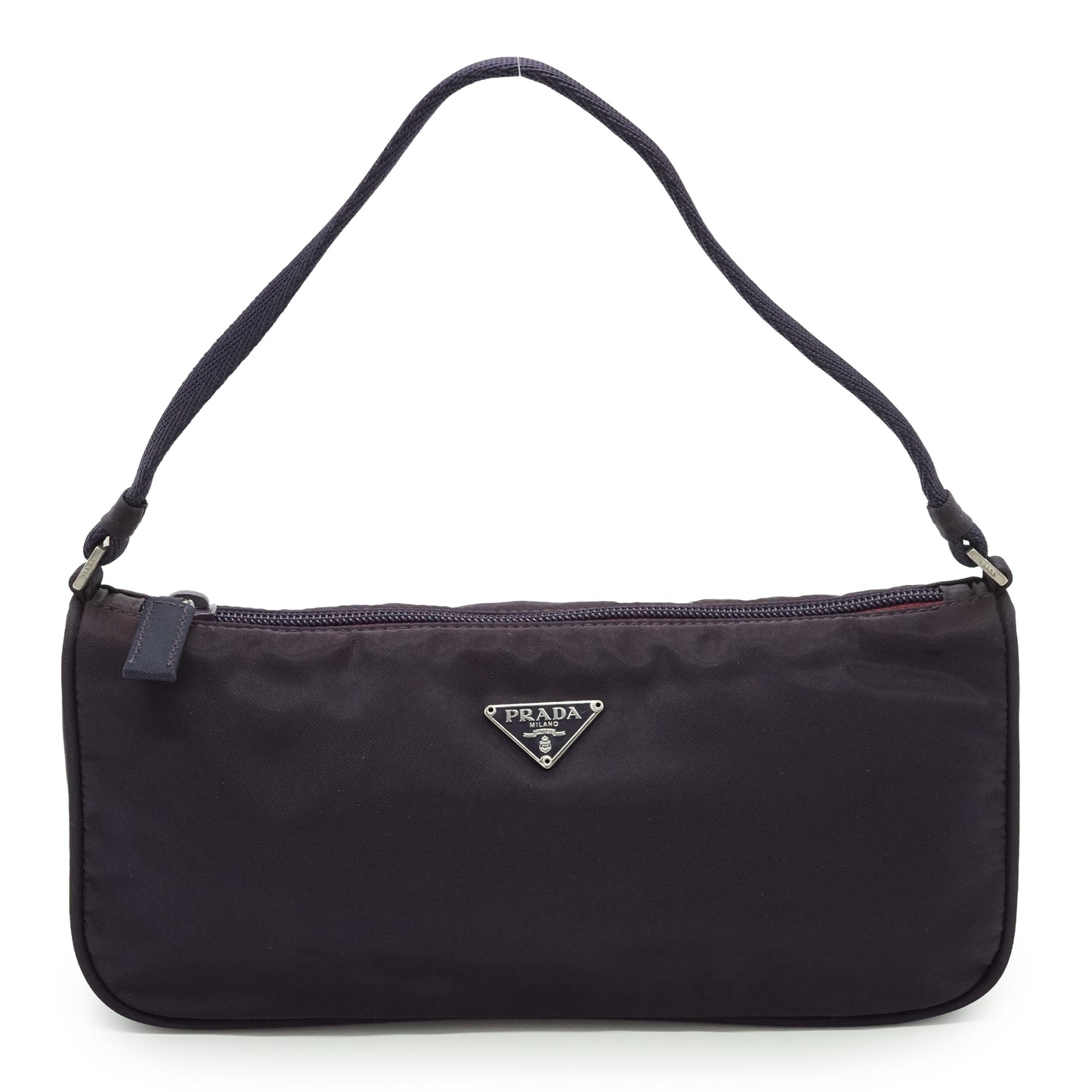 Vintage Nylon Tessuto Pochette Accessoires Melanzana