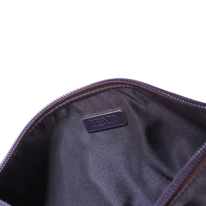 Vintage Nylon Tessuto Pochette Accessoires Melanzana