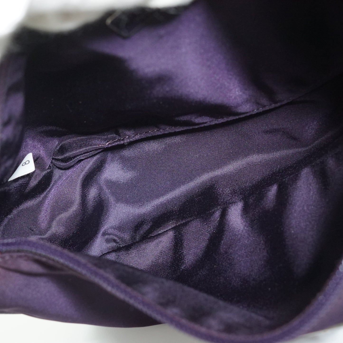 Vintage Nylon Tessuto Pochette Accessoires Melanzana