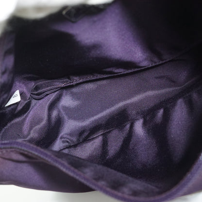 Vintage Nylon Tessuto Pochette Accessoires Melanzana