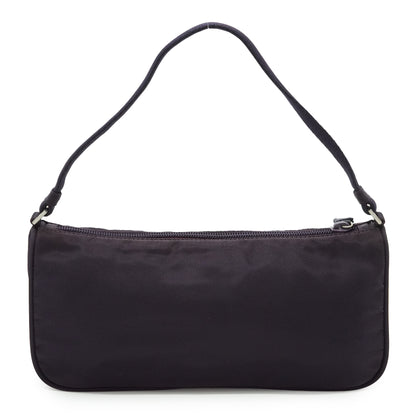 Vintage Nylon Tessuto Pochette Accessoires Melanzana