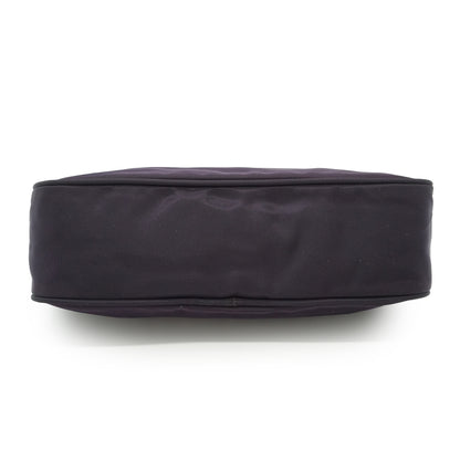 Vintage Nylon Tessuto Pochette Accessoires Melanzana