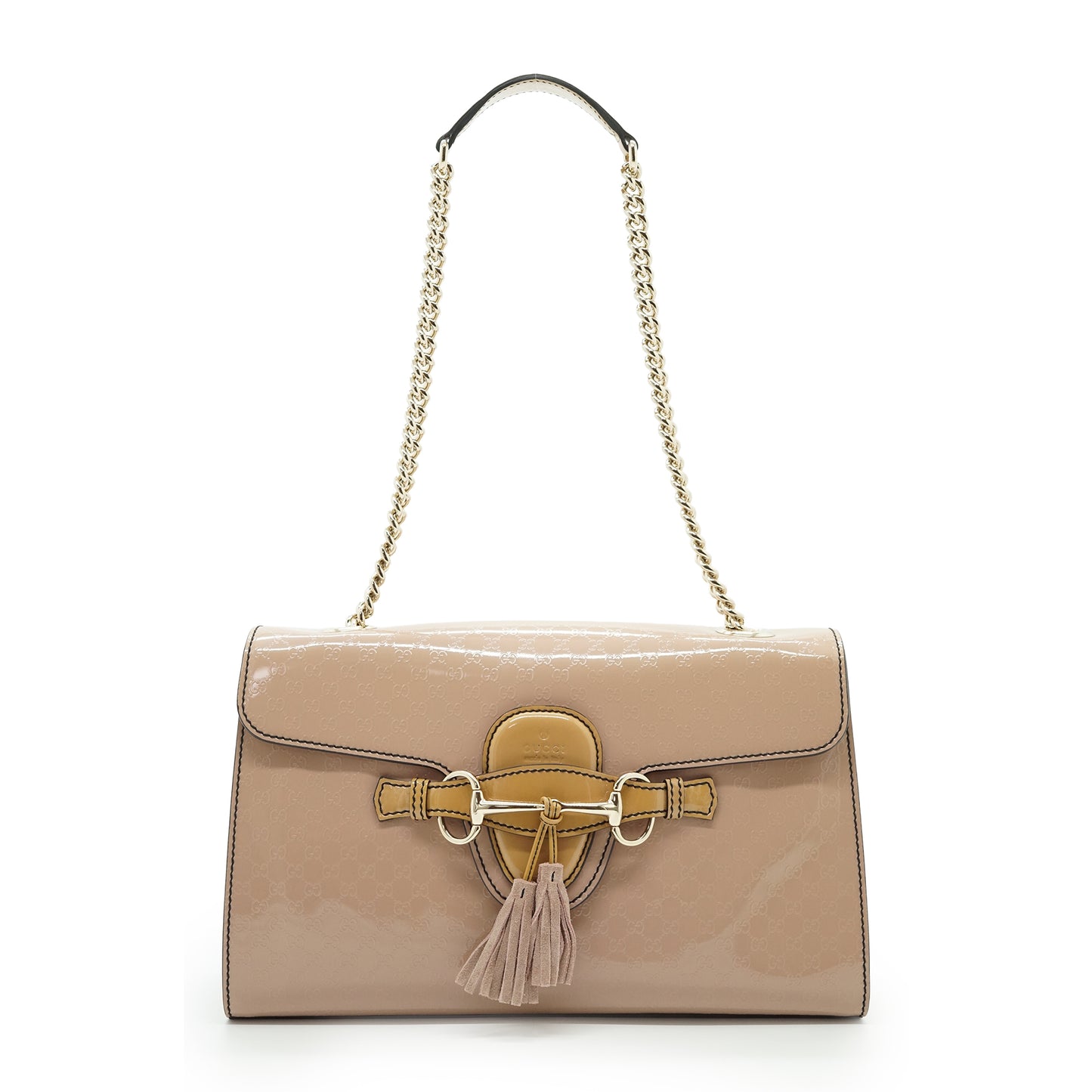 Guccissima Emily Bicolor Patent Leather Tassel Chain Shoulder Bag Japan Exclusive