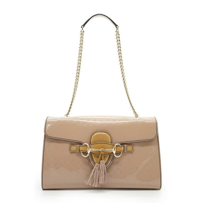 Guccissima Emily Bicolor Patent Leather Tassel Chain Shoulder Bag Japan Exclusive