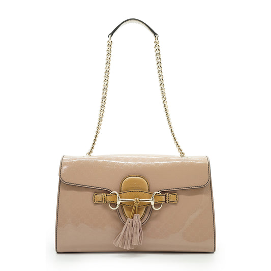 Guccissima Emily Bicolor Patent Leather Tassel Chain Shoulder Bag Japan Exclusive