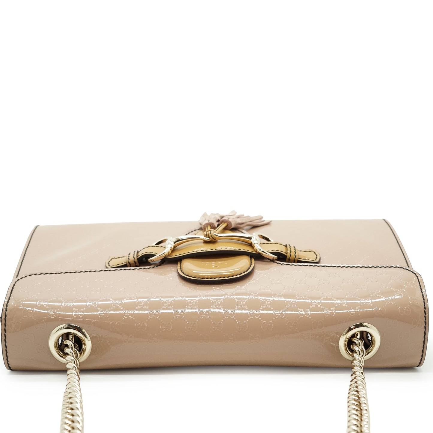 Guccissima Emily Bicolor Patent Leather Tassel Chain Shoulder Bag Japan Exclusive