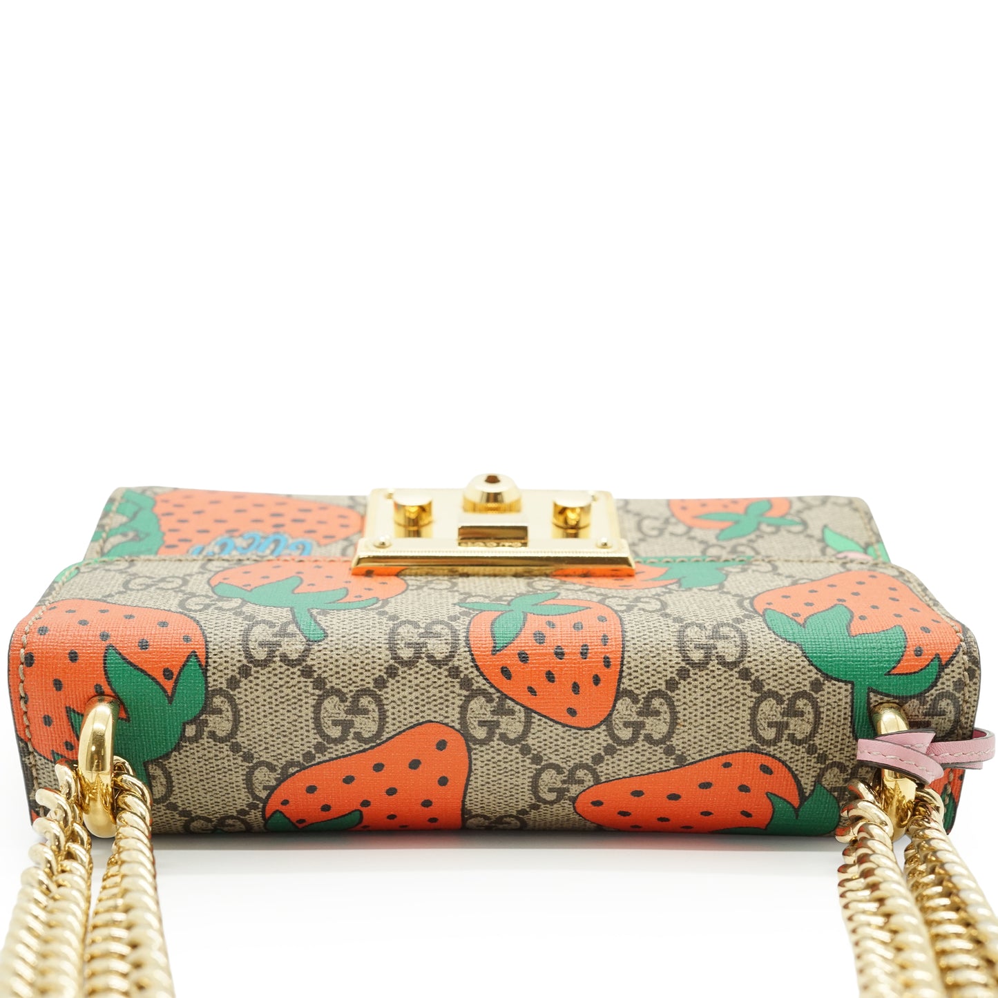 GG Supreme Strawberry Padlock Small Chain Shoulder Bag