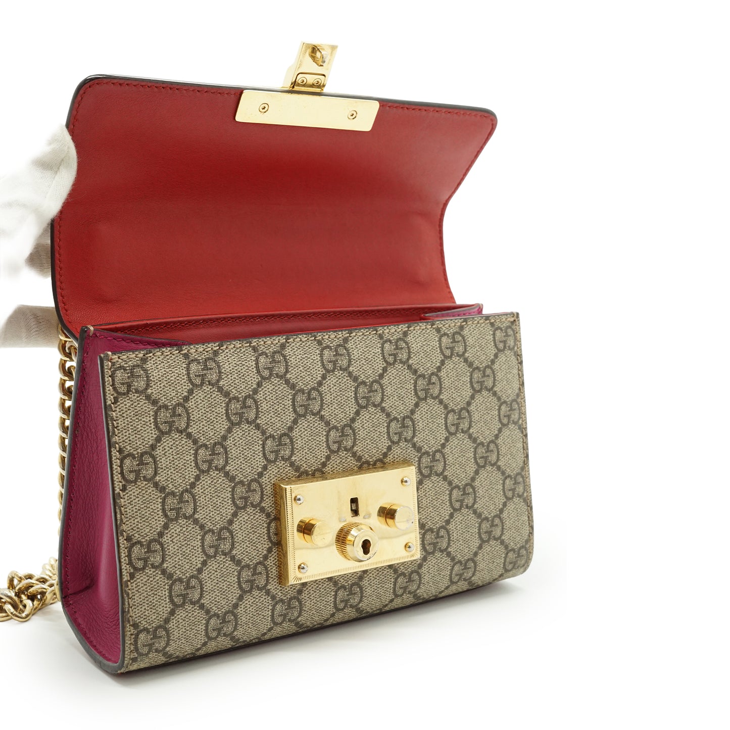 GG Supreme Coated Canvas Padlock Small Chain Shoulder Bag