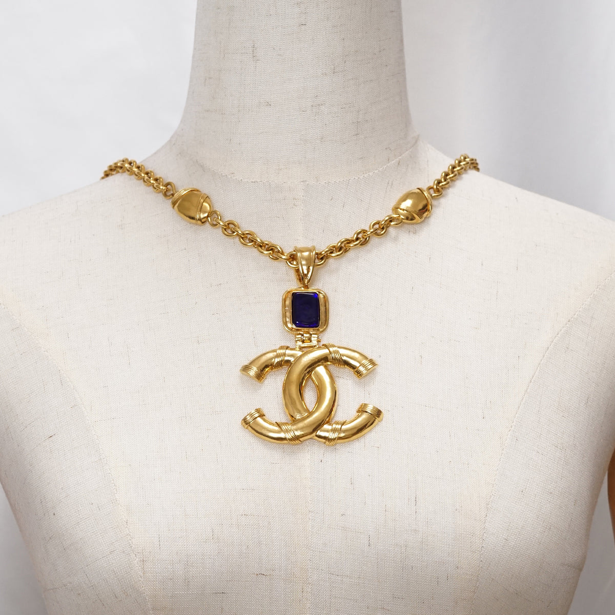 Vintage Large CC Gripoix Long Necklace GP