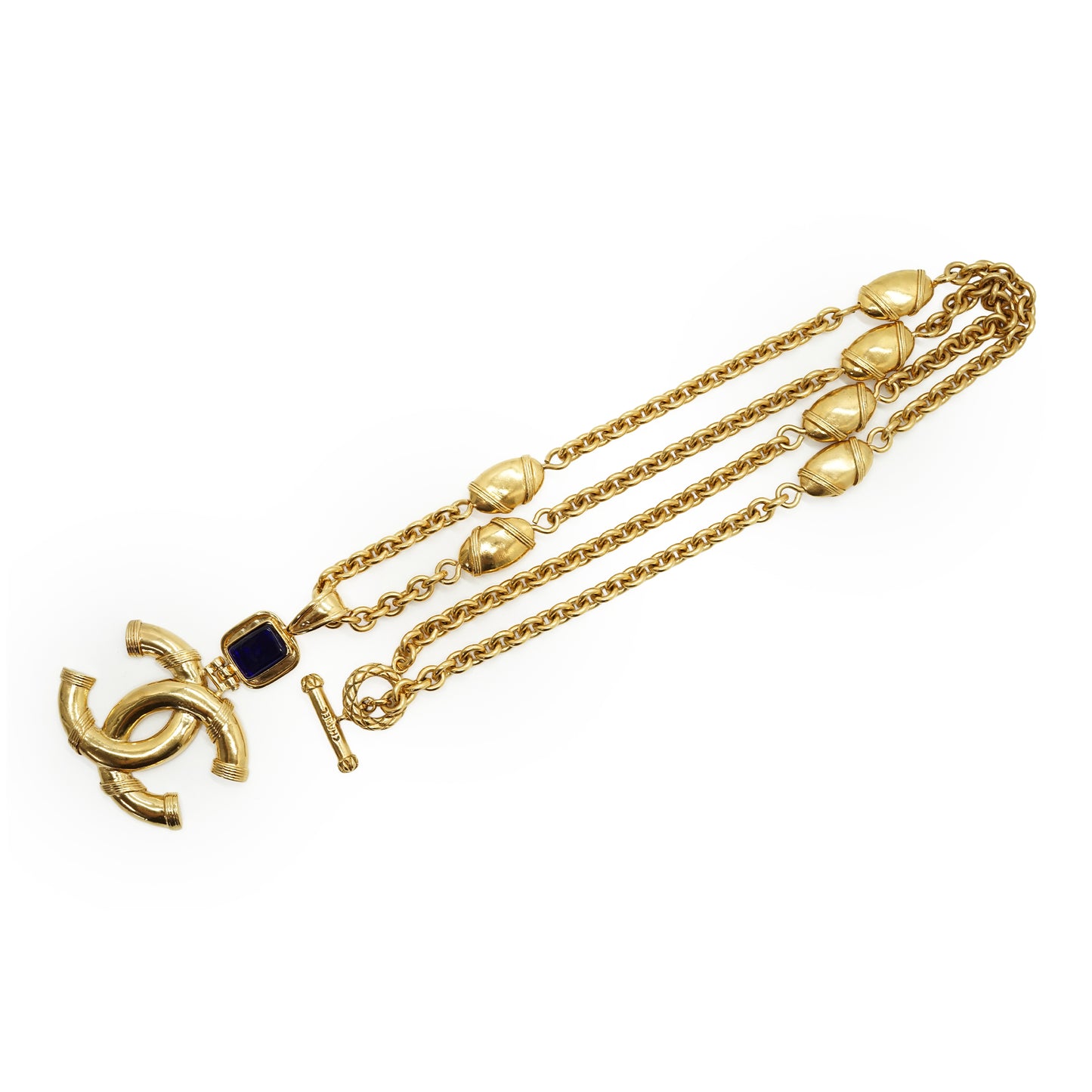 Vintage Large CC Gripoix Long Necklace GP