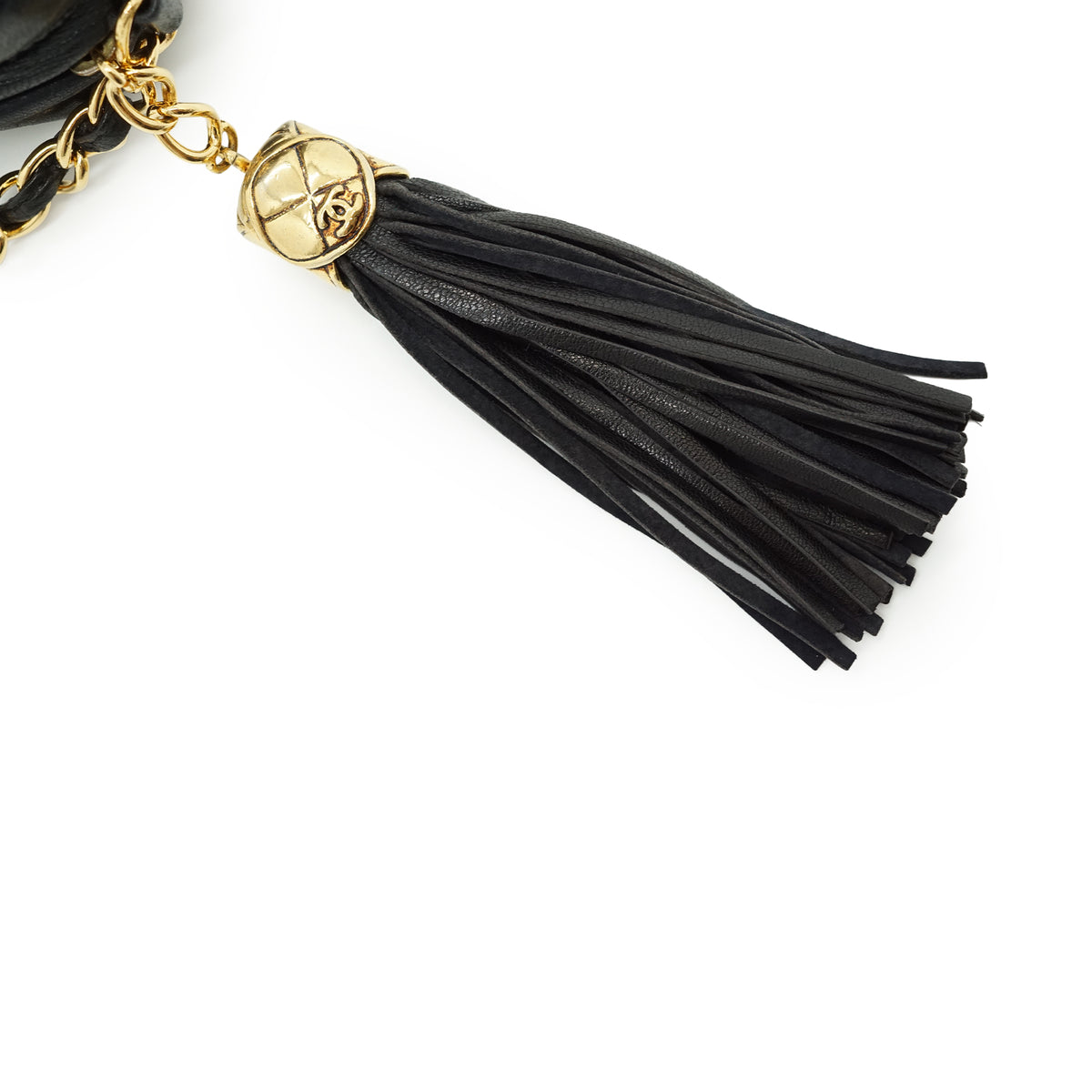 CC Lambskin Fringe Diamond-Quilted Small Chain Shoulder Camera Bag