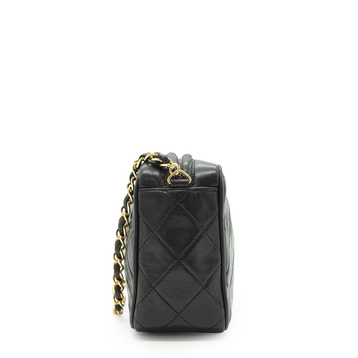 CC Lambskin Fringe Diamond-Quilted Small Chain Shoulder Camera Bag