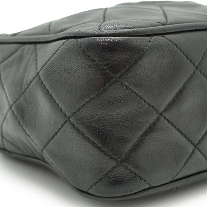 CC Lambskin Fringe Diamond-Quilted Small Chain Shoulder Camera Bag