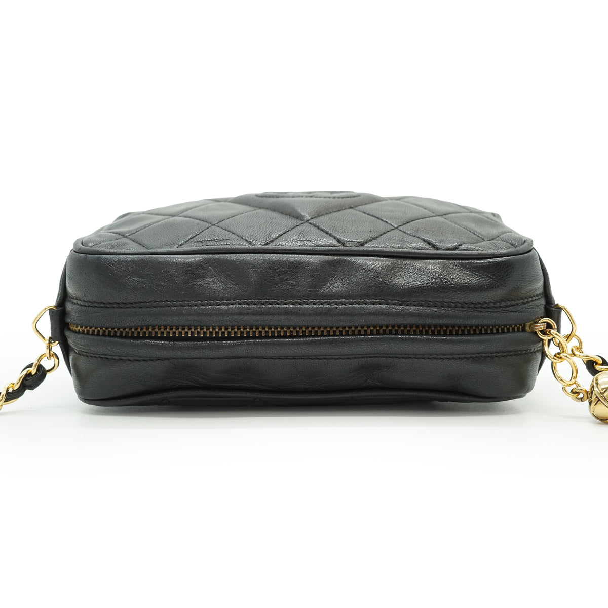 CC Lambskin Fringe Diamond-Quilted Small Chain Shoulder Camera Bag
