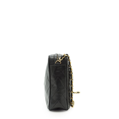 CC Lambskin Fringe Diamond-Stitching Chain Shoulder Camera Bag