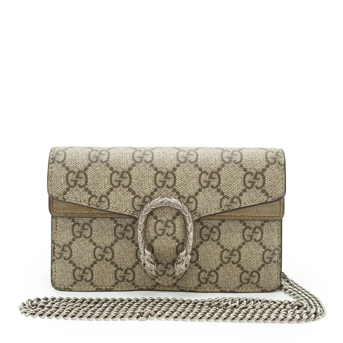 Dionysus GG Supreme Coated Canvas Suede Super Mini Chain Shoulder Bag