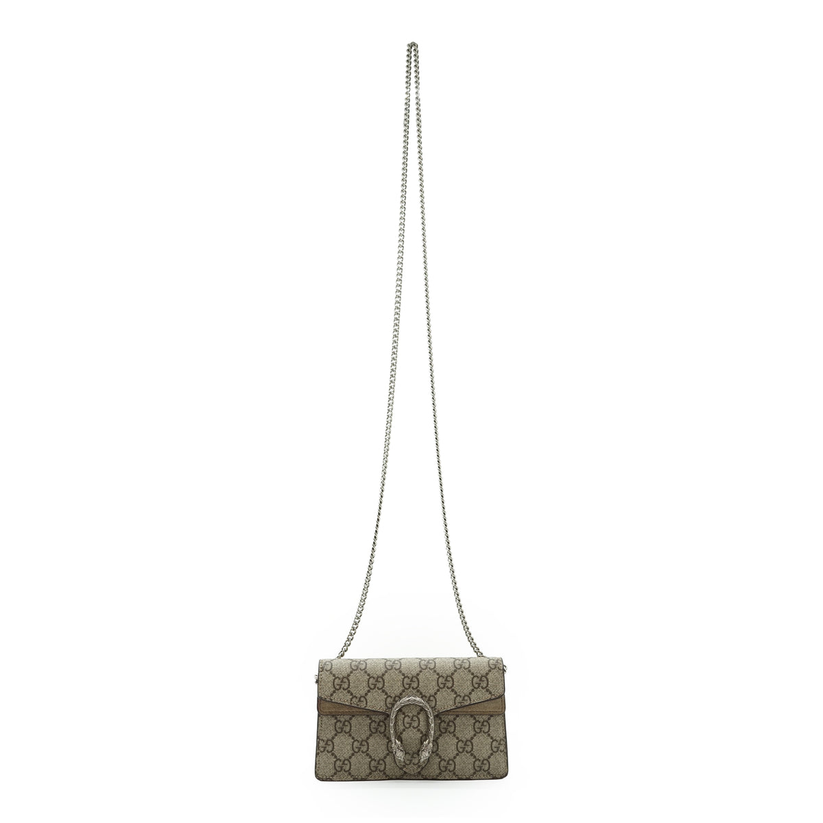 Dionysus GG Supreme Coated Canvas Suede Super Mini Chain Shoulder Bag