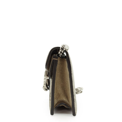 Dionysus GG Supreme Coated Canvas Suede Super Mini Chain Shoulder Bag