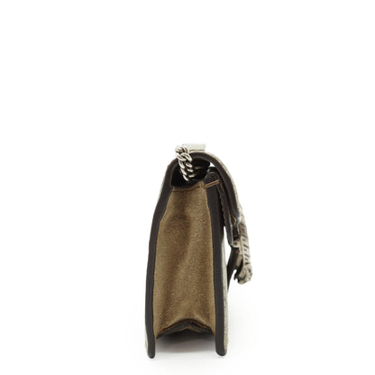 Dionysus GG Supreme Coated Canvas Suede Super Mini Chain Shoulder Bag