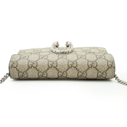 Dionysus GG Supreme Coated Canvas Suede Super Mini Chain Shoulder Bag