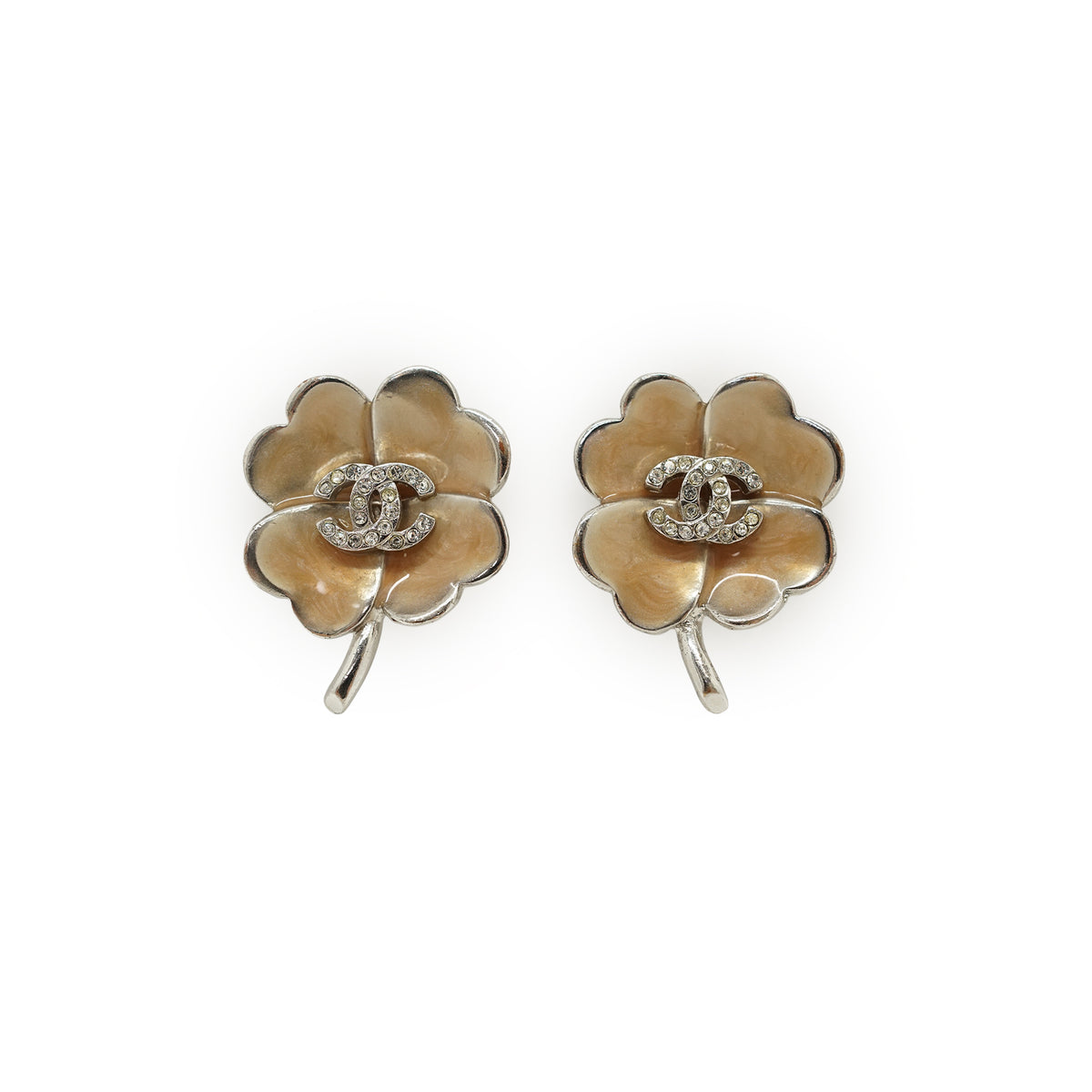 CC Rhinestone Four-Leaf Clover Earrings
