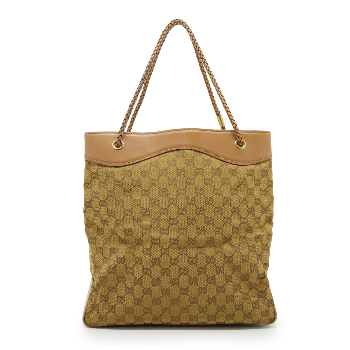 Vintage GG Canvas Woven Handles Tote