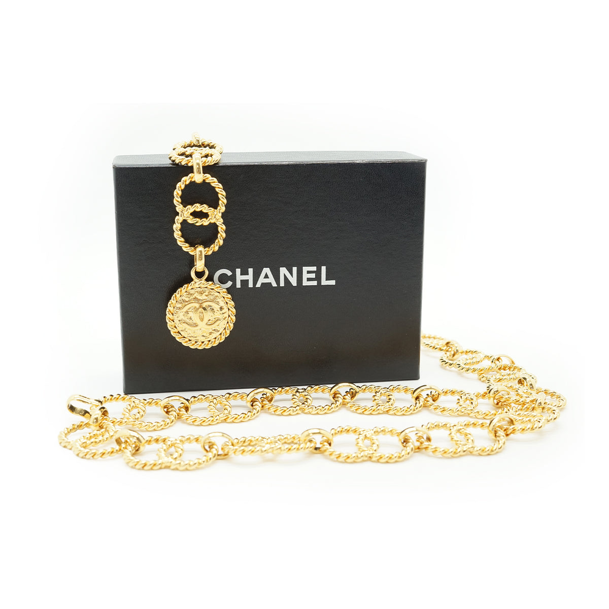 Vintage CC Double Chain Loop Medallion Chain Belt GP