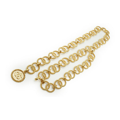 Vintage CC Double Chain Loop Medallion Chain Belt GP
