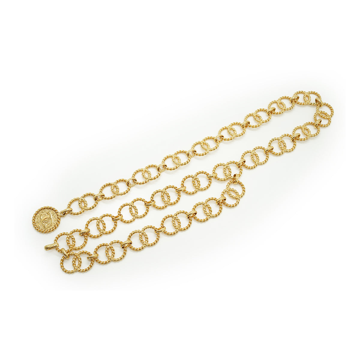 Vintage CC Double Chain Loop Medallion Chain Belt GP