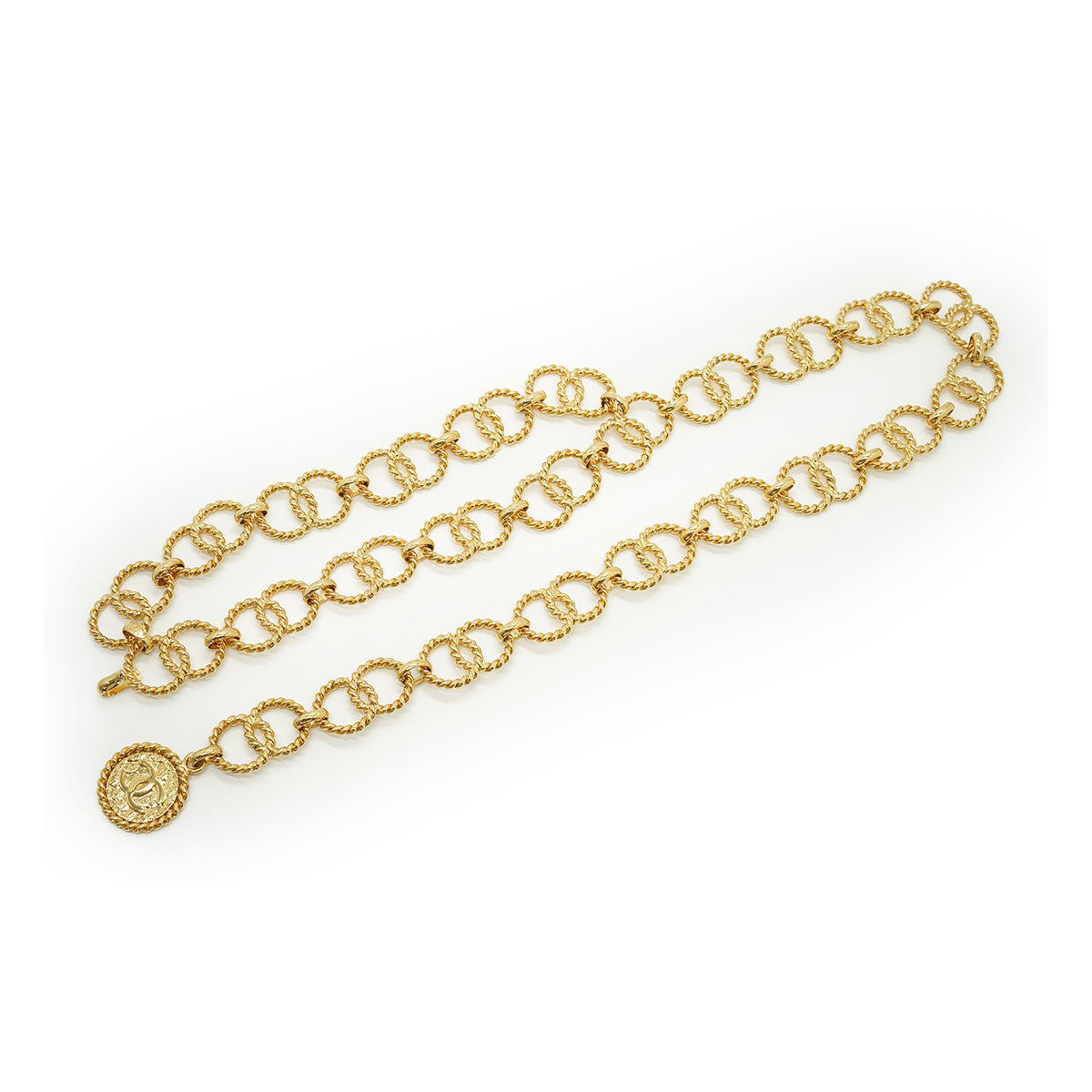 Vintage CC Double Chain Loop Medallion Chain Belt GP