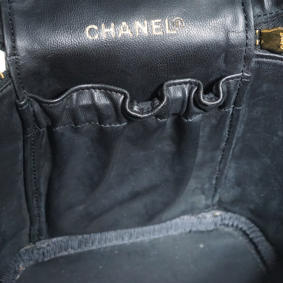 Caviar Skin Vertical Vanity Bag