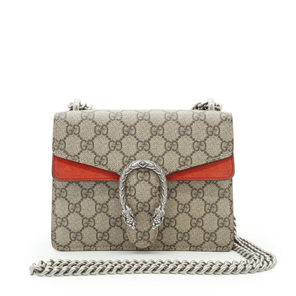 Dionysus GG Supreme Coated Canvas Suede Mini Chain Shoulder Bag