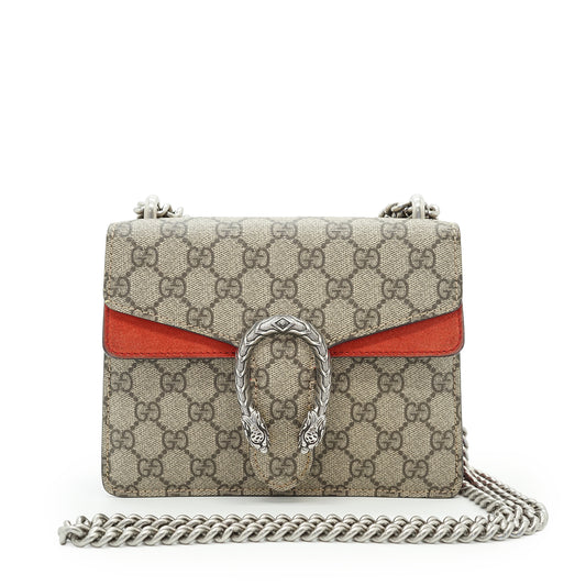 Dionysus GG Supreme Coated Canvas Suede Mini Chain Shoulder Bag